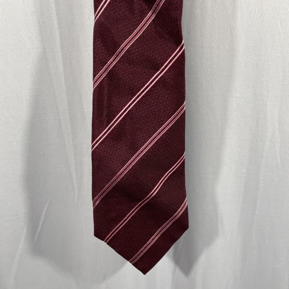 NEW $225 Emporio Armani Striped Silk Jacquard Tie in Burgundy‎ Red - Picture 5 of 11